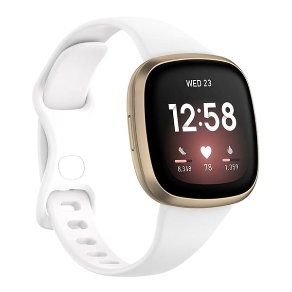 Fitbit Versa 4 / Sense enkelt klockarmband - Vit Storlek: S Fitbit Versa 4 / Sense enkelt klockarmband - Vit Storlek: S