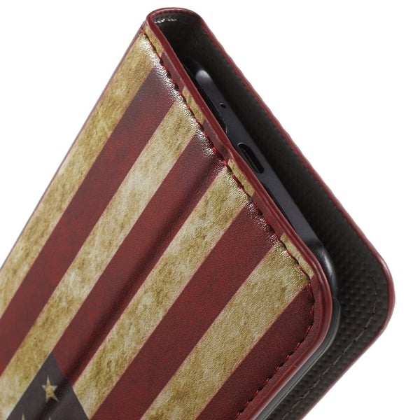 Moberg Samsung Galaxy J1 Lær Etui Med Stand - Retro American Flagg