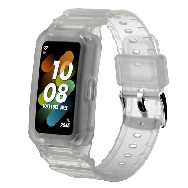 Huawei Band 7 / Honor Band 6 beskyttelsesdeksel med klokkerem - Matt / Gjennomsiktig