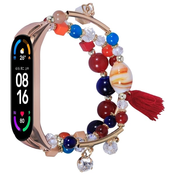 Xiaomi Mi Smart Band 4 / 3 stilfuld urrem med perler og kvaster - Farverig