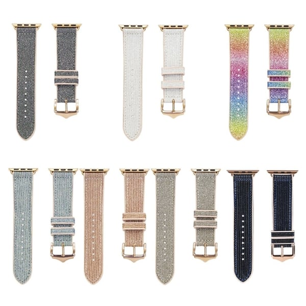 Apple Watch (45mm) glitteröity nahkaranneke - Kulta