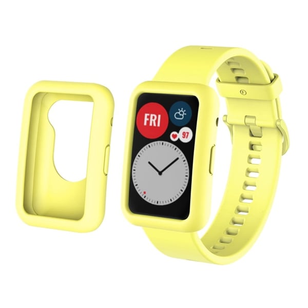 Huawei Watch Fit klokkerem og deksel i silikon - Gul Huawei Watch Fit klokkerem og deksel i silikon - Gul