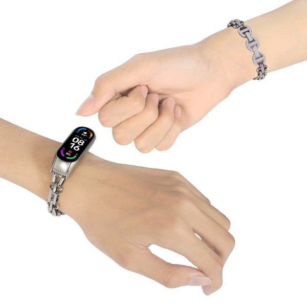 Xiaomi Mi Smart Band 4 / 3 stilig klokkerem i rustfritt stål - Sølv
