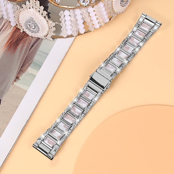 Urrem med rhinestone-dekor i harpiks til Samsung Galaxy Watch 4 - Sølv / Rosa Miks