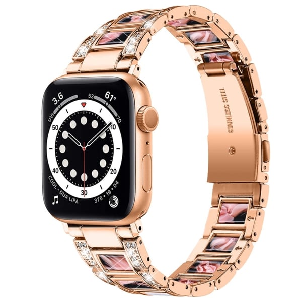 Apple Watch (41mm) moderigtig urrem med rhinestone-dekor - Rødguld / Rødguld Apple Watch (41mm) moderigtig urrem med rhinestone-dekor - Rødguld / Rødguld