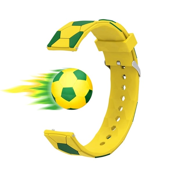20 mm universal fotballklokkerem i silikon - Gul Grønn