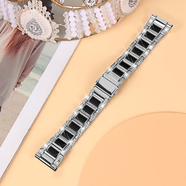 Klockarmband i resin med strassdekor för Samsung Galaxy Watch 4 - Silver / Svart