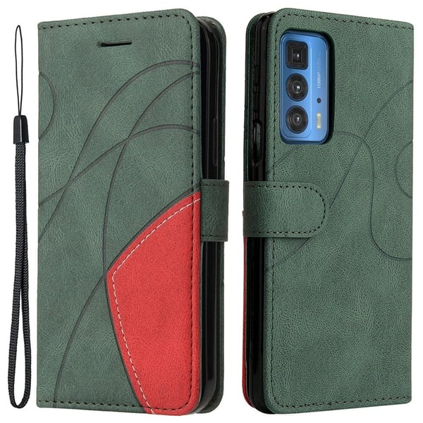 Teksturert læretui med stropp for Motorola Edge 20 Pro - Grønn