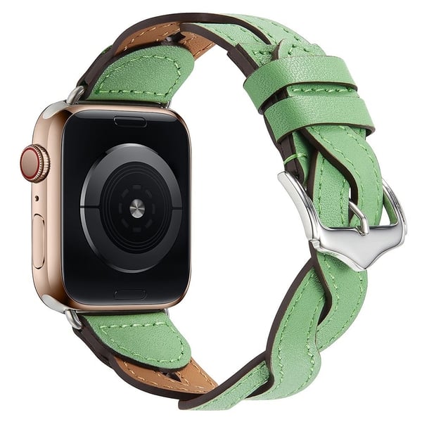 Apple Watch (41 mm) klokkerem i kuskinn med vevd design - Grønn