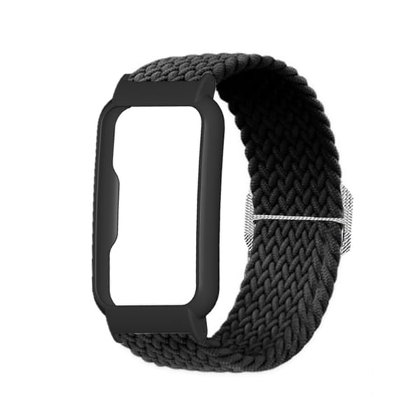 Oppo Watch Free elastisk nylon urrem - Sort / Sort
