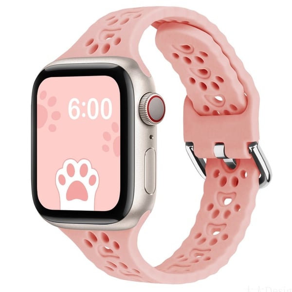 Apple Watch (41 mm) søt silikonklokkerem i kattepote-stil - Vintage Rose