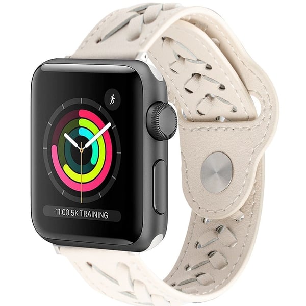 Apple Watch (45 mm) urrem i vævet mikrofiberlæder - Beige Apple Watch (45 mm) urrem i vævet mikrofiberlæder - Beige