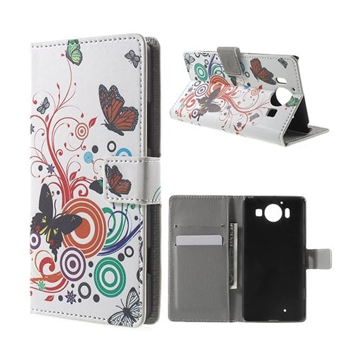 Mobergmicrosoft Lumia 950 Lær Etui - Sommerfugl & Sirkler