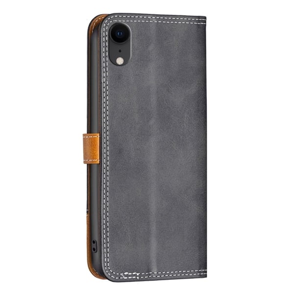 BINFEN tofarget læretui for iPhone Xr - Svart