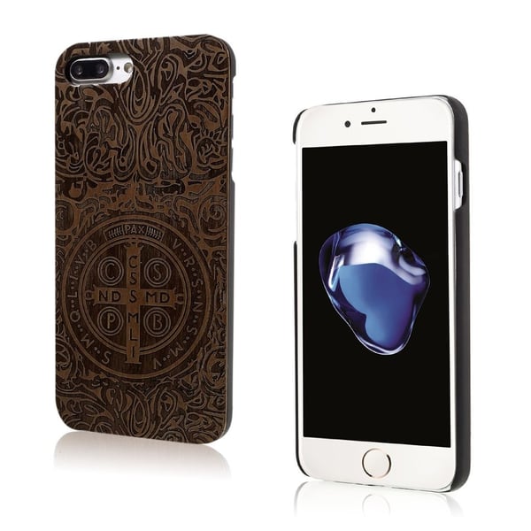 Sandemose iPhone 7 Plus / 8 Plus Wood Skin Cover - Sankt Benedikt-Medaljen