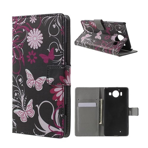 Mobergmicrosoft Lumia 950 Lær Etui - Sommerfugl Blomster