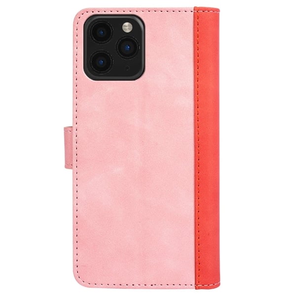 Kaksivärinen nahkainen läppäkotelo iPhone 11 Pro Max - Pinkki