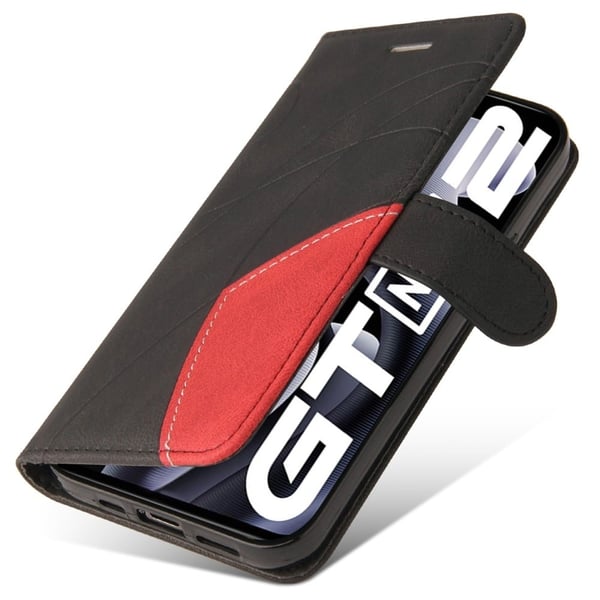 Tekstureret Realme GT Neo 3T / Realme GT Neo2 / Realme GT2 læderetui med rem - Sort