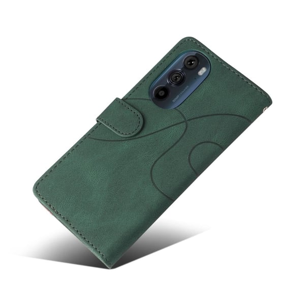 Tekstureret Læder Etui med Strop TilMotorola Edge X30 - Grøn