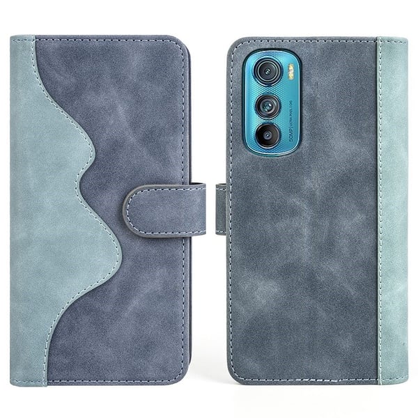 Tvåfärgat Motorola Edge 30 fodral i läder - Blå Tvåfärgat Motorola Edge 30 fodral i läder - Blå