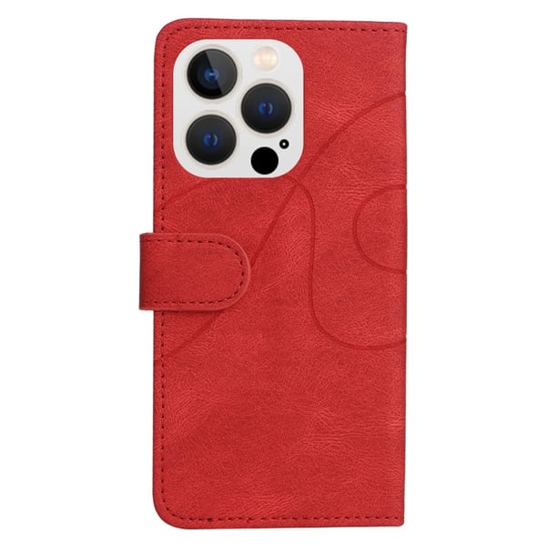 Teksturoitu nahkakotelo hihnalla iPhone 14 Pro - Punainen
