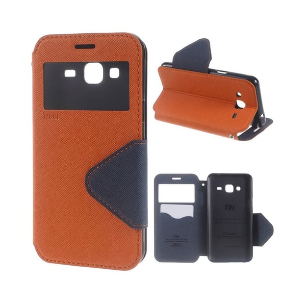 Fönster Läderfodral för Samsung Galaxy J3 (2016) - Orange