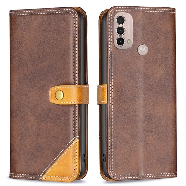 BINFEN tofarget læretui for Motorola Moto E30 / Motorola Moto E40 - Kaffe