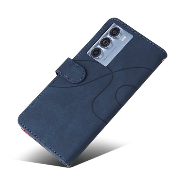 Teksturert læretui med stropp for Motorola Moto G200 5G / Motorola Edge S30 - Blå