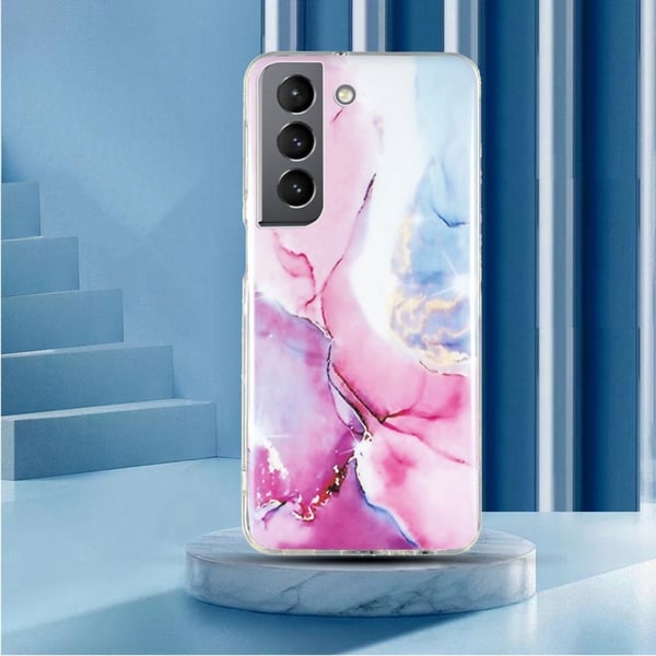 Marble Samsung Galaxy S22 Etui - Rosa / Blå