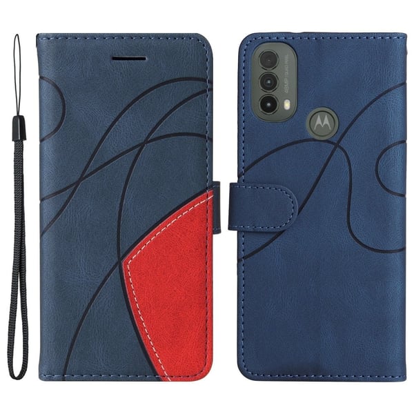 Tekstureret Læder Etui med Strop TilMotorola Moto E30 / E40 / E20 - Blå