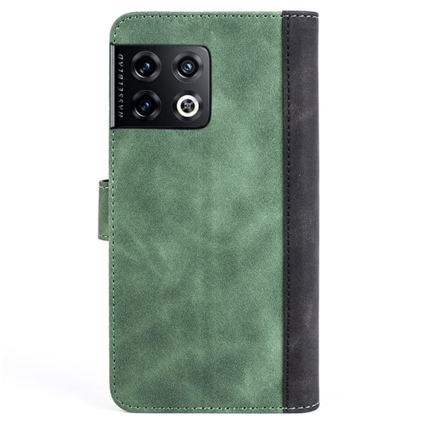 Kaksivärinen nahkainen läppäkotelo OnePlus 10 Pro - Vihreä