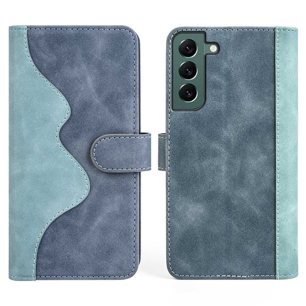 Tvåfärgat Samsung Galaxy S22 Plus fodral i läder - Blå Tvåfärgat Samsung Galaxy S22 Plus fodral i läder - Blå
