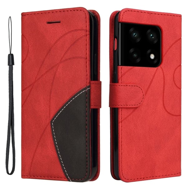 Teksturert læretui med stropp for OnePlus 10 Pro - Rød