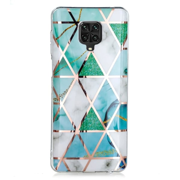 Marble Xiaomi Redmi Note 9 Pro / 9s Etui - Cyan / Hvid Marble Xiaomi Redmi Note 9 Pro / 9s Etui - Cyan / Hvid