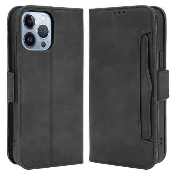 Moderne iPhone 14 læderetui med pung - Sort Moderne iPhone 14 læderetui med pung - Sort