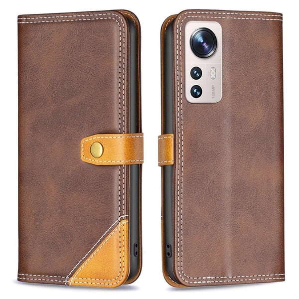 BINFEN tofarget læretui for Xiaomi 12 Lite - Kaffe BINFEN tofarget læretui for Xiaomi 12 Lite - Kaffe