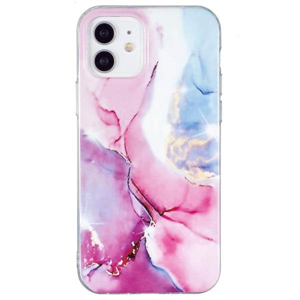 Marble iPhone 12 Mini Etui - Rosa / Blå