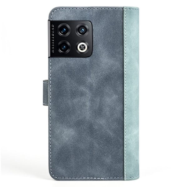 Kaksivärinen nahkainen läppäkotelo OnePlus 10 Pro - Sininen