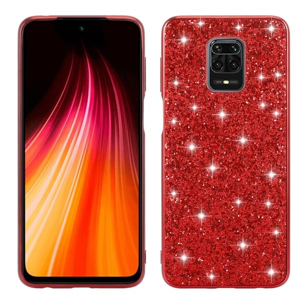 Glitter Xiaomi Redmi Note 9 Pro Max / 9 Pro / 9s Etui - Rød Glitter Xiaomi Redmi Note 9 Pro Max / 9 Pro / 9s Etui - Rød