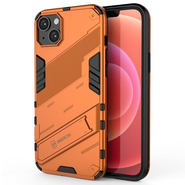 Shockproof Hybrid Suojakuori With A Modern Touch For iPhone 14 Plus - Oranssi