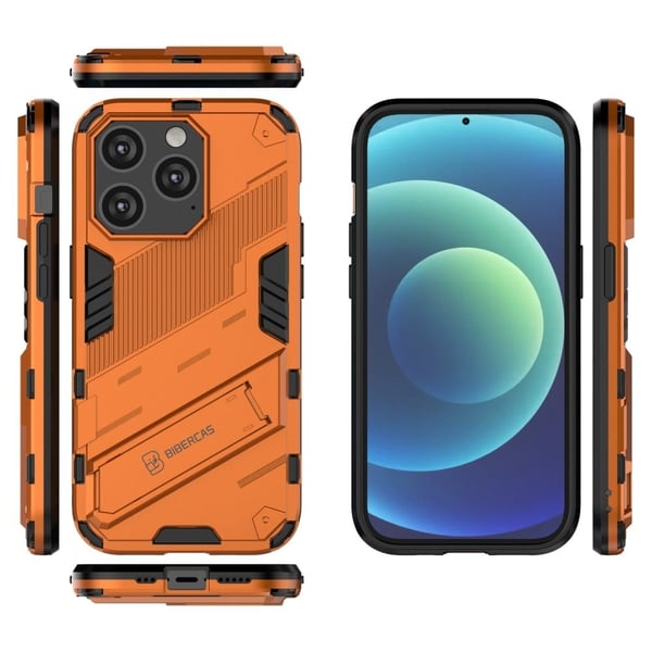 Stødsikkert hybridcover med et moderne touch til iPhone 14 Pro Max - Orange