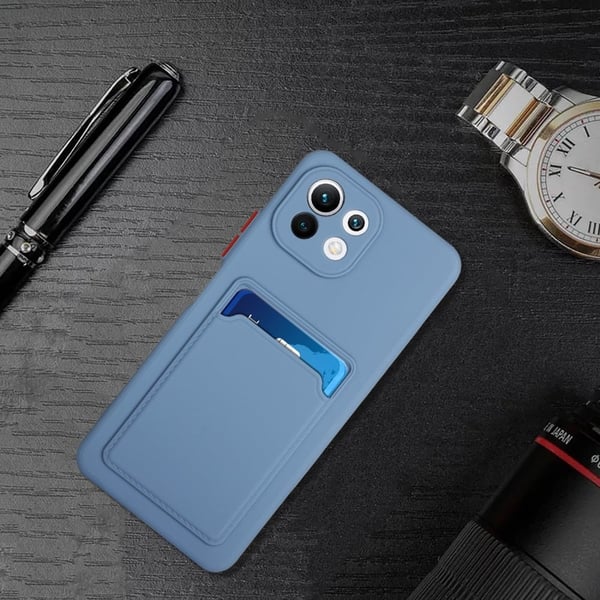 Cover med Kortholder til Xiaomi 11 Lite 5g Ne / Mi 11 Lite 5g / 11 Lite - Blå