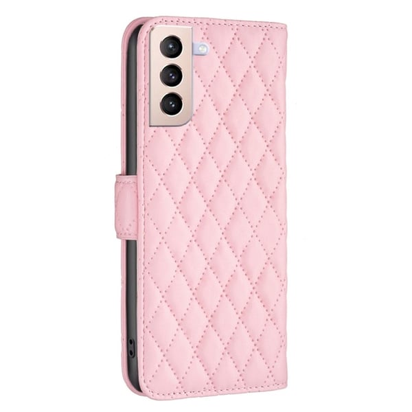 Rhombus mat Samsung Galaxy S21 Plus 5G flip etui - Lyserød