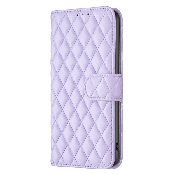 Rombemønster, matt flip-deksel for iPhone Xs - Lilla