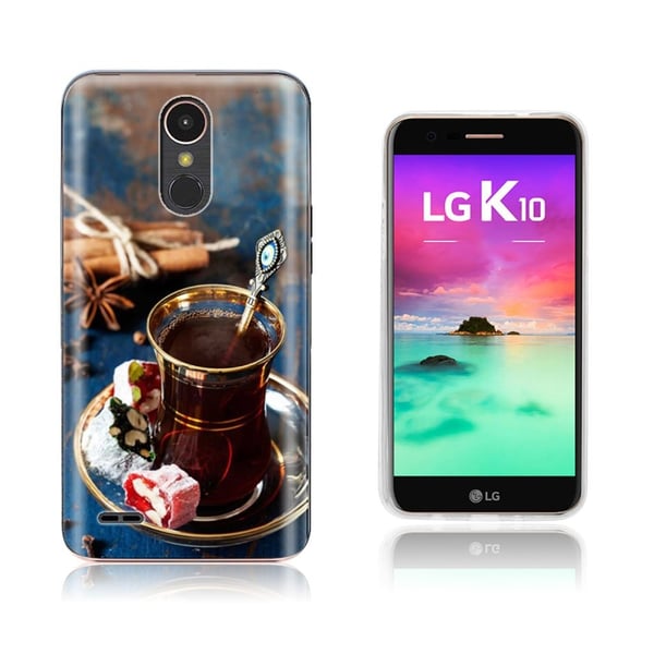LG K10 2017 softlyfit præget TPU-etui - Kaffe I Hofstil
