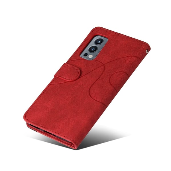 Teksturert læretui med stropp for OnePlus Nord 2 5G - Rød