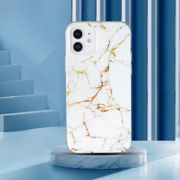 Marmormotiv iPhone 12 Mini skal - Vit