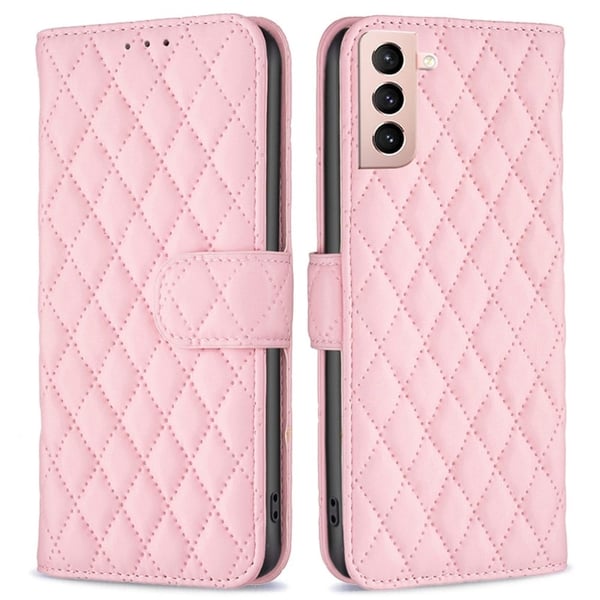Rombemønster, matt flip-deksel for Samsung Galaxy S21 - Rosa