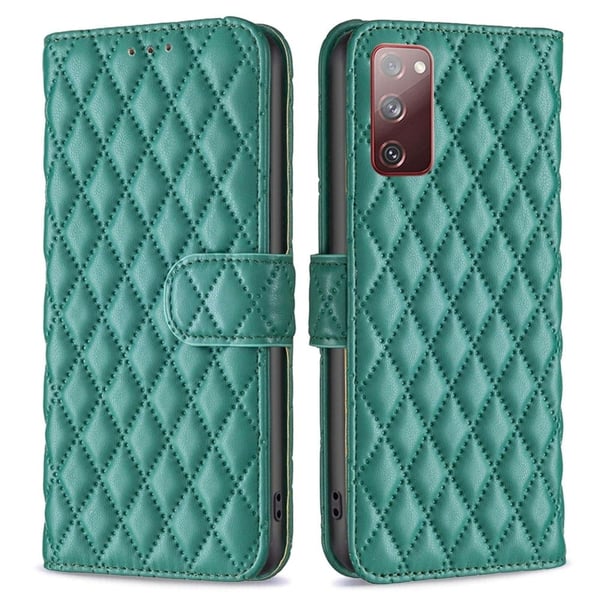 Rhombus Mønster Matte Flip Case til Samsung Galaxy S20 Fe 2022 / S20 Fe 5g / S20 Fe - Grøn Rhombus Mønster Matte Flip Case til Samsung Galaxy S20 Fe 2022 / S20 Fe 5g / S20 Fe - Grøn