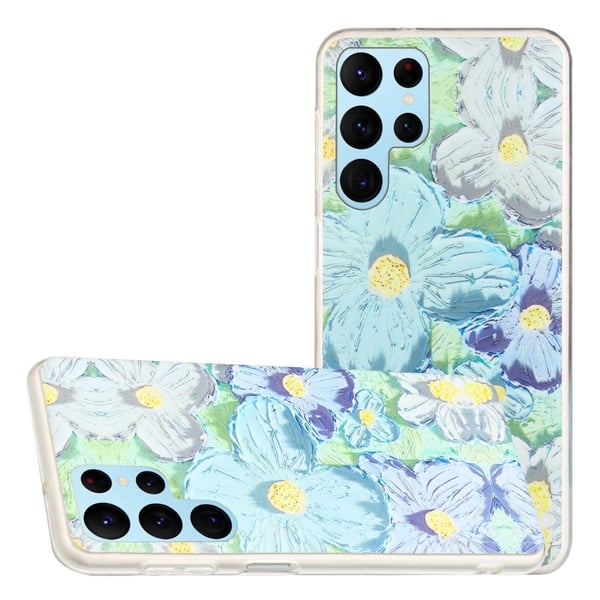 Deco Samsung Galaxy S22 Ultra skal - Blå Blommor